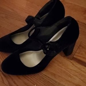 Velour black high heels